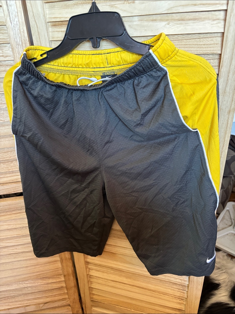 Nike Boys Black Athletic Shorts with Yellow Trim XL